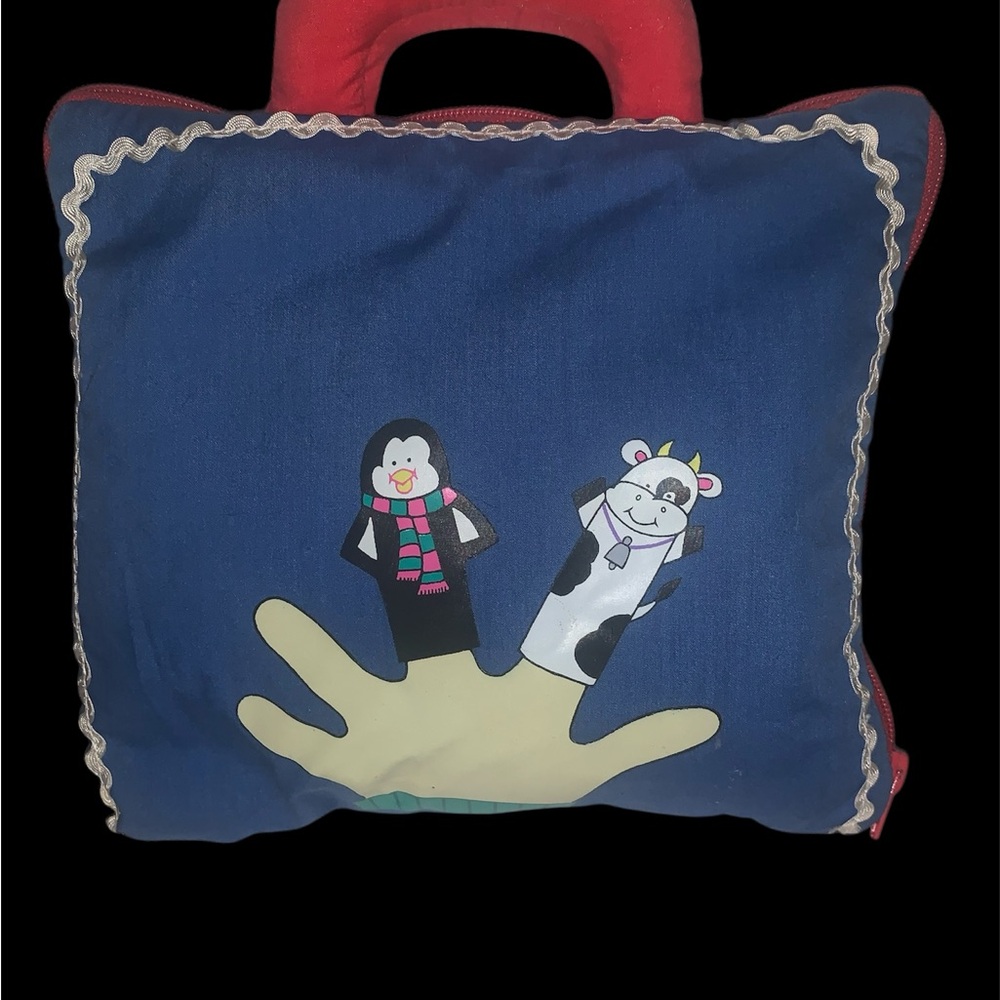 Vintage Finger Puppet with Blue and Red bag Kids Learning Toy